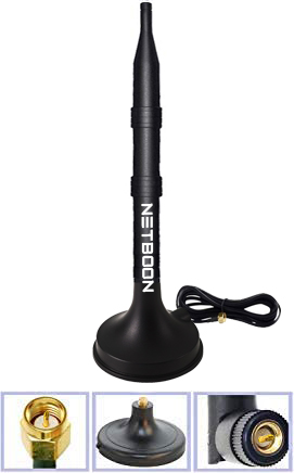 NETBOON 4g rubber duck antenna with extension cable sma male connector (3) 4G LTE 9dBi Rubber Duck Antenna with Magnetic Mount Base Stand