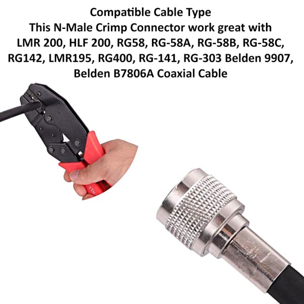 lmr 200 cable connector (8) N Male Crimp Connector for RG316, RG174, RG188, LMR100 Coax Cables – PACK OF 2