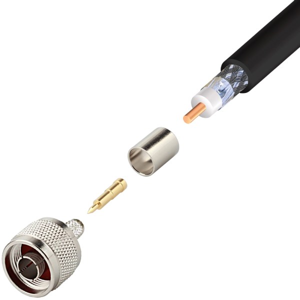 lmr 200 cable connector (9) N Male Crimp Connector for RG316, RG174, RG188, LMR100 Coax Cables – PACK OF 2