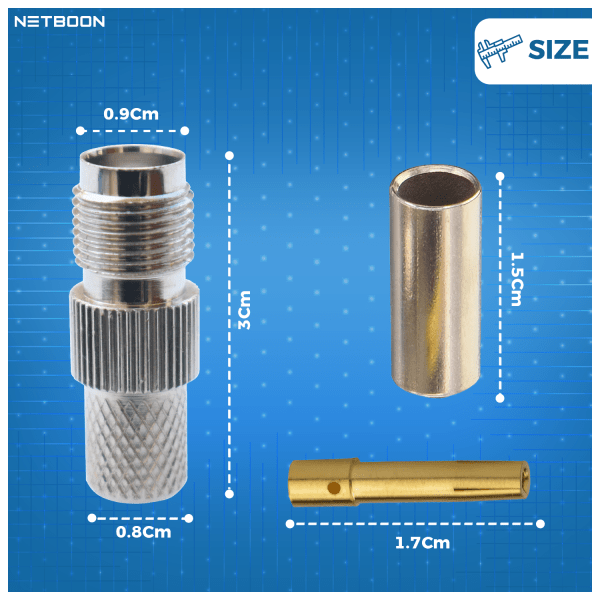 TNC Female Connector for LMR400, HLF400, KMR400, RG8, RG213, RG214 Coaxial Cable - PACK OF 2