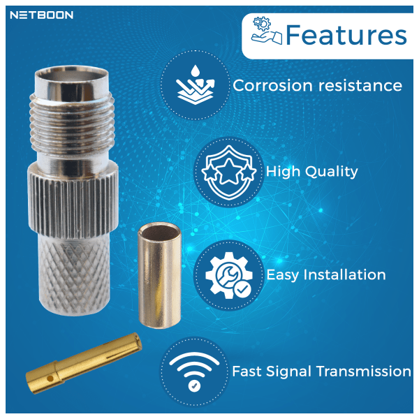 TNC Female Connector for LMR400, HLF400, KMR400, RG8, RG213, RG214 Coaxial Cable - PACK OF 2