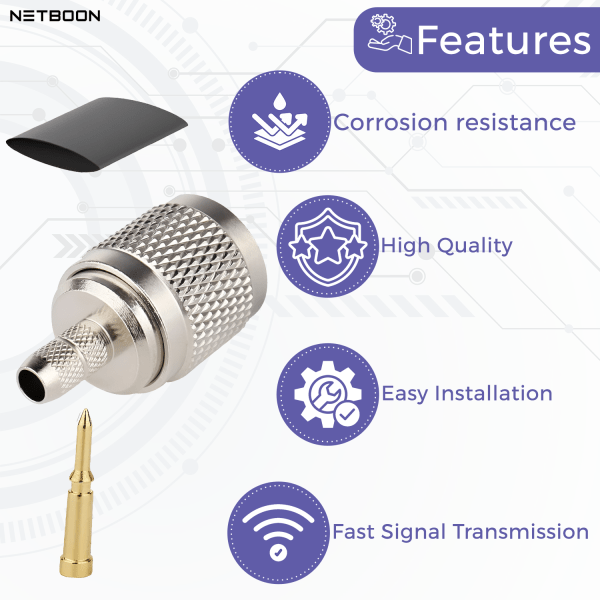 TNC Male Plug Crimp Connector for LMR 200, HLF 200