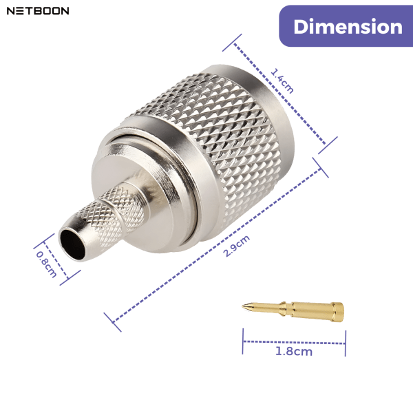 TNC Male Connector for LMR200, HLF200, RG58, RG142, RG223, RG303, RG400 Coax Cables | PACK OF 2
