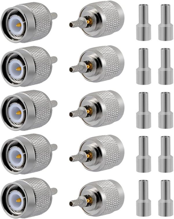 TNC Male Crimp Connector for RG316, RG174, RG188, LMR100 Coax Cable -PACK OF 2