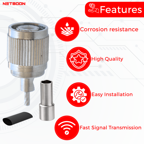 TNC Male Crimp Connector for RG316, RG174, RG188, LMR100 Coax Cable -PACK OF 2
