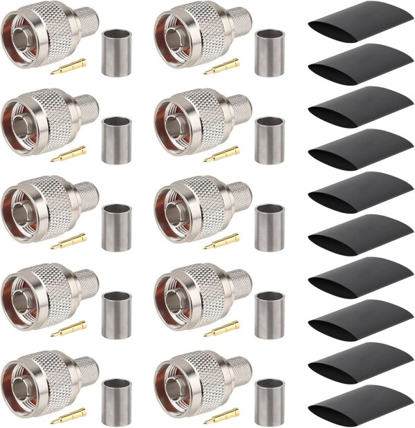 N Male Connector for LMR400, HLF400, KMR400, RG8, RG213, Belden 9913 Coaxial Cable – PACK OF 2