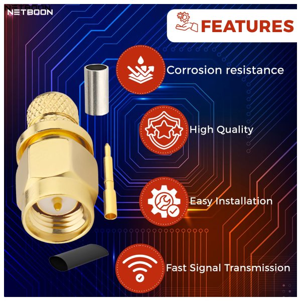 SMA Male Connector for LMR200, HLF200, LMR195, RG58, RG142, RG223, RG400 Cables – PACK OF 2