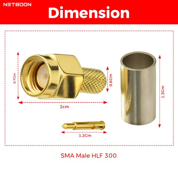 SMA Male Crimp Connector for LMR 300, HLF 300 Coaxial Cable - PACK OF 2