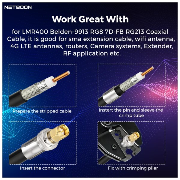 TNC Maschio Connettore 50 Ohm A Crimpare Tipo LMR400 Belden 9913 - Foto 3