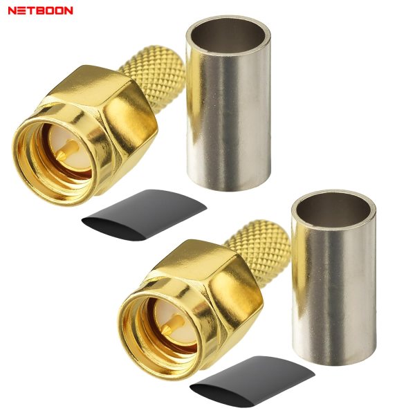 SMA Male Connector for RG174, RG316, LMR100 RF Coaxial Cable (2) NETBOON SMA Male Crimp Connector for RG174, Rg316 Coaxial Cable