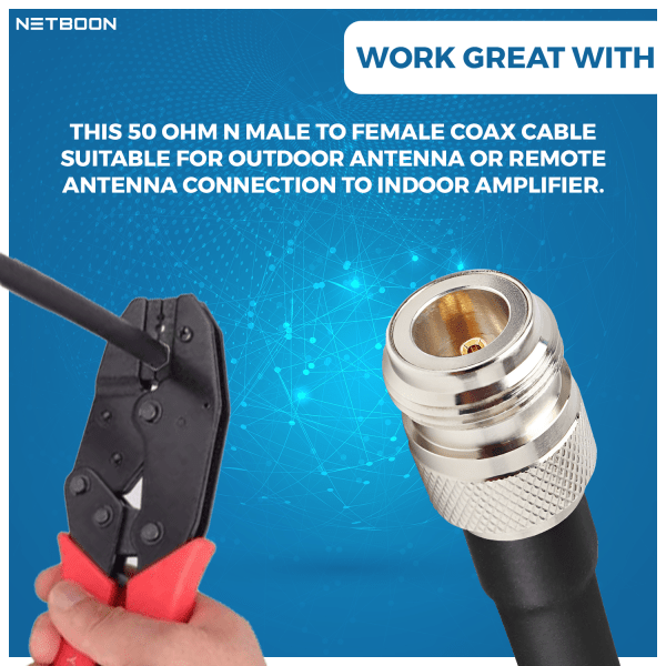 NETBOON N Female Connector for LMR400, HLF400, Belden 9913, RG8, KMR400, RG213 Coaxial Cables- PACK OF 2