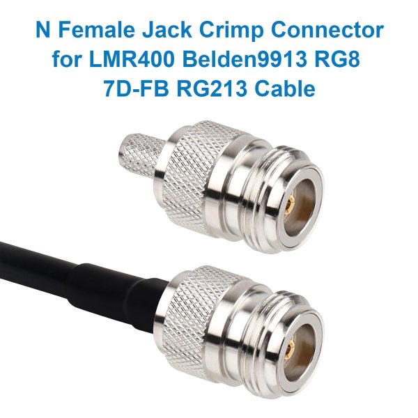 NETBOON N Female Jack Crimp Connector for LMR400, HLF400, Belden 9913, RG8, KMR400, RG213 Coaxial Cables