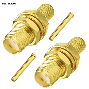 sma female bulkhead connector for lmr200, hlf200, rg58, rg141, rg142 cable (3) SMA Female Bulkhead Crimp Connector for LMR200, HLF200, KMR200, RG58, RG141