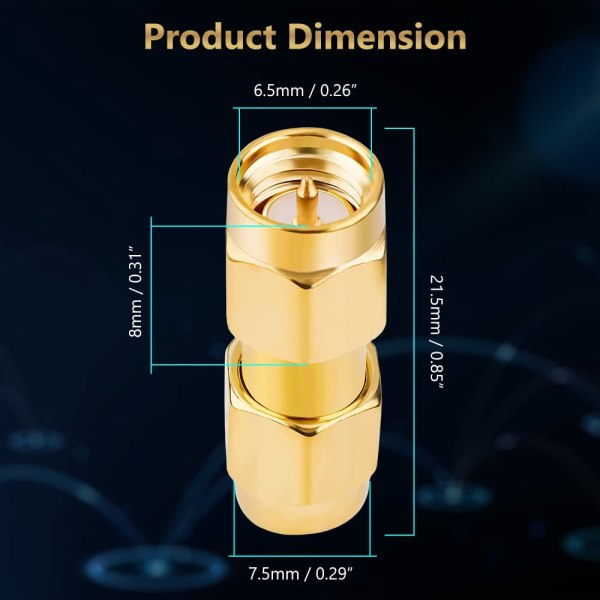 51GQ4UBDMQL._SL1000_ SMA Male to SMA Male Adapter | Straight RF Coaxial Connector | 50 Ohm SMA Coupler - Pack of 2