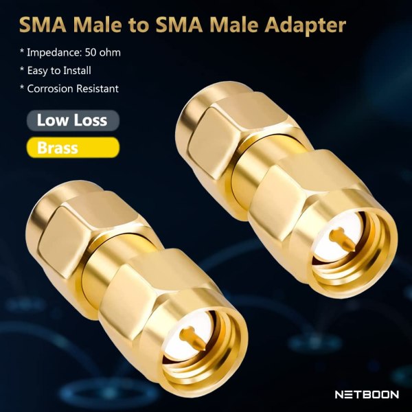 61bcf1kx7HL._SL1000_ SMA Male to SMA Male Adapter | Straight RF Coaxial Connector | 50 Ohm SMA Coupler - Pack of 2