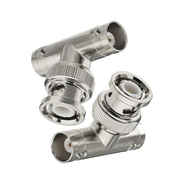 NETBOON BNC Male to Dual BNC Female Adapter | Pack of 2 | T-Type RF Coaxial Connector | BNC Tee Coupler for CCTV, DVR, Video Splitters, Test Equipment, SDR Systems