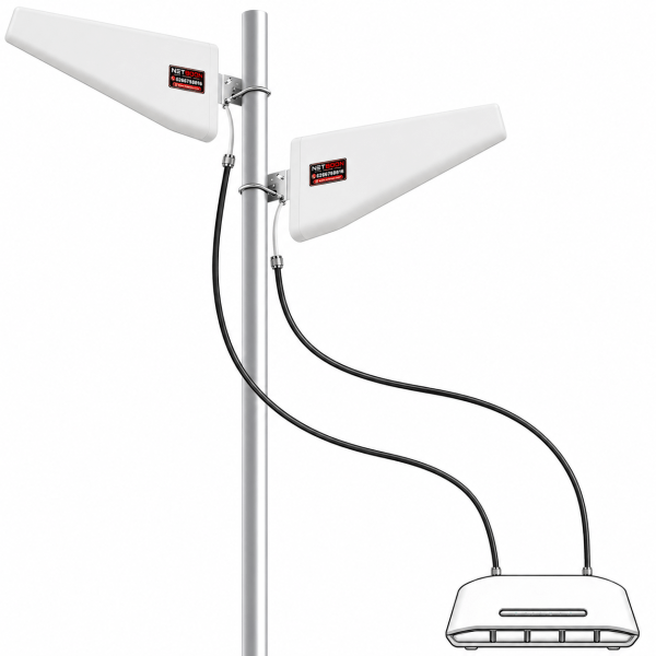 NETBOON Dual WiFi Range External 12dBi 3G, 4G LTE & 5G LPDA Antenna Kit with Premium HLF400 Low Loss Cable Outdoor High Gain Directional Antenna