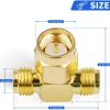 SMA Male to Dual SMA Female RF Adapter | Tee Type Coaxial Connector | SMA Male Female Female Splitter – Pack of 2