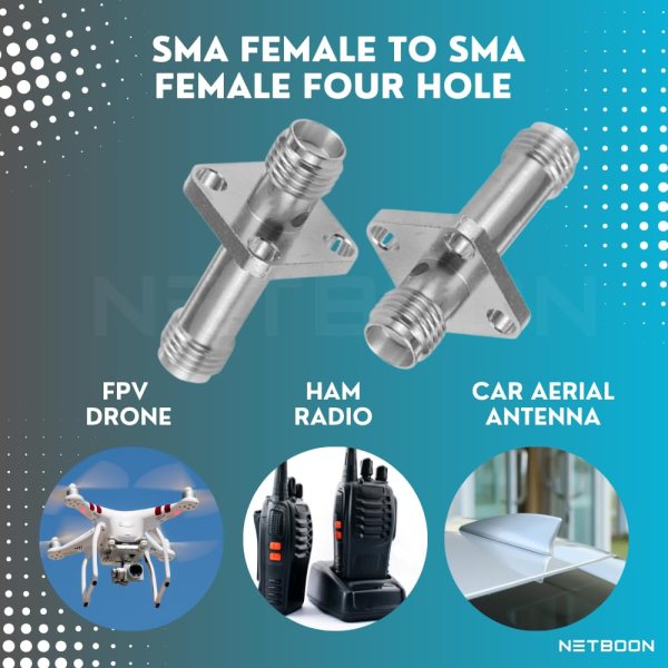 SMA Female to SMA Female Four Hole Adapter Straight Coaxial Connector For Antenna Radio Scanners