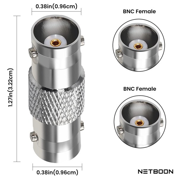 BNC Female to BNC Female Adapter | 50 Ohm RF Coaxial Coupler | BNC Joiner for CCTV, DVR, Video Signal, SDR, Test Equipment, Broadcast Systems - Pack of 2