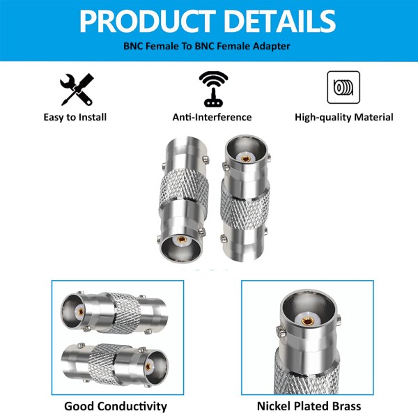 BNC Coaxial Adapter Coupler Male To Male | Female To Female | Male To Female - Pack of  12