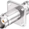 BNC Female to Female 4-Hole Panel Mount Adapter | BNC Flange RF Connector - Pack of 2