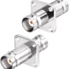 BNC Female to Female 4-Hole Panel Mount Adapter | BNC Flange RF Connector - Pack of 2