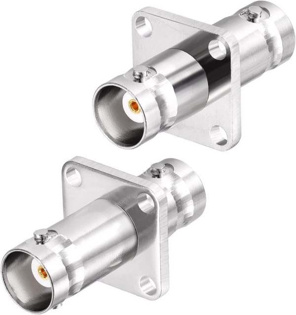 BNC Female to Female 4-Hole Panel Mount Adapter | BNC Flange RF Connector - Pack of 2