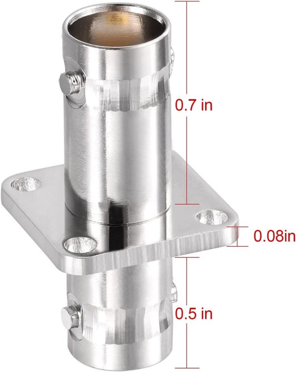 BNC Female to Female 4-Hole Panel Mount Adapter | BNC Flange RF Connector - Pack of 2
