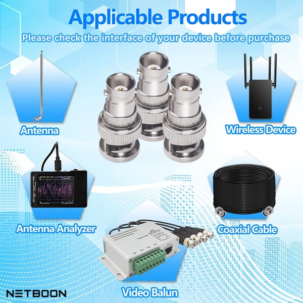 BNC Male To Male | Female To Female | Male To Female RF Coaxial Adapter Kit- Pack of  9