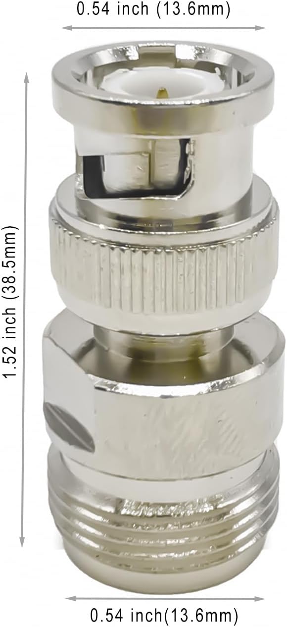 BNC Male to N Female Adapter for Antenna, CCTV, Radios, RF Equipment- Pack of 2