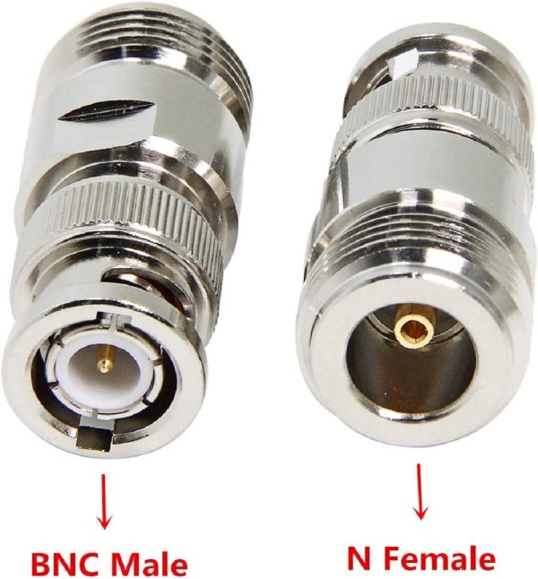 BNC Male to N Female Adapter for Antenna, CCTV, Radios, RF Equipment- Pack of 2