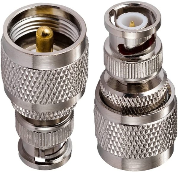 BNC Male to UHF Male Adapter | RF Coaxial Straight Coupler | BNC to UHF Male Connector - Pack of 2