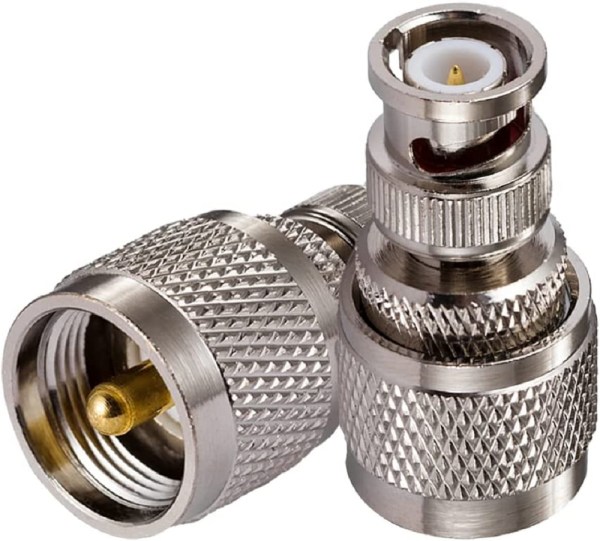 BNC Male to UHF Male Adapter | RF Coaxial Straight Coupler | BNC to UHF Male Connector - Pack of 2