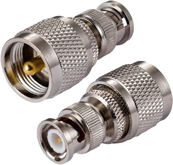 BNC Male to UHF Male Adapter | RF Coaxial Straight Coupler | BNC to UHF Male Connector - Pack of 2
