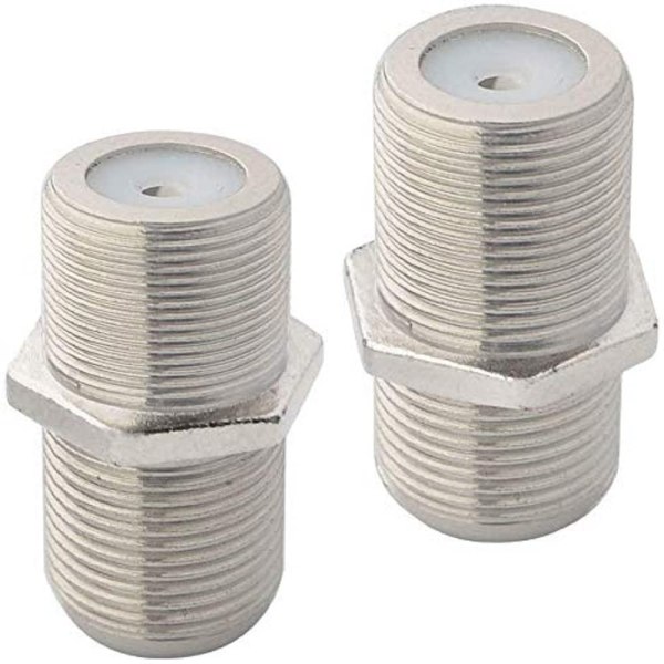 F Type Female to Female Adapter (4) F Type Female to Female Coaxial Adapter | Connector | Jointer | Splitter (Pack of 2) | 75 Ohm RF Coupler for Cable TV, Satellite, CCTV, and RF Devices