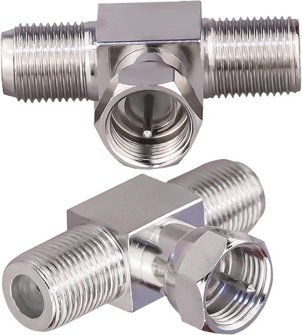 Othmro 20Pcs Silver F Male Inch All Copper Straight Threaded RF Coaxial Adapter Connector