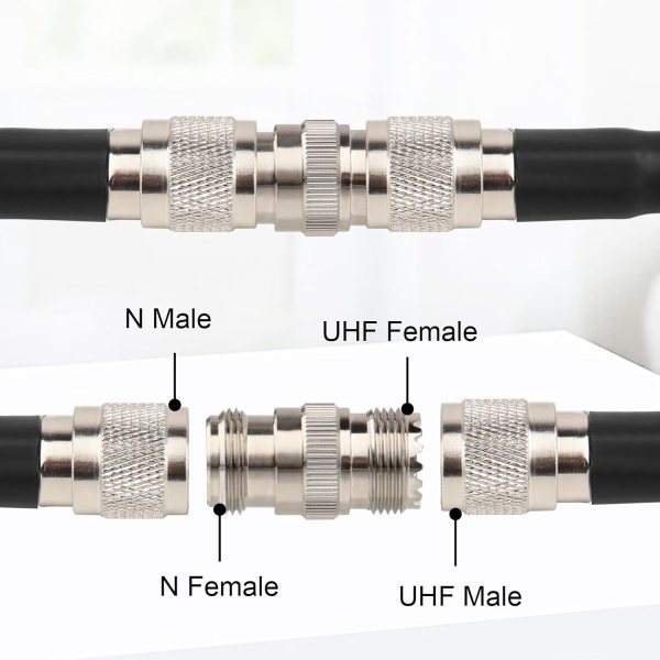 N Female To UHF Female Adapter N to UHF Female Type Coax Coupler - Pack of 2