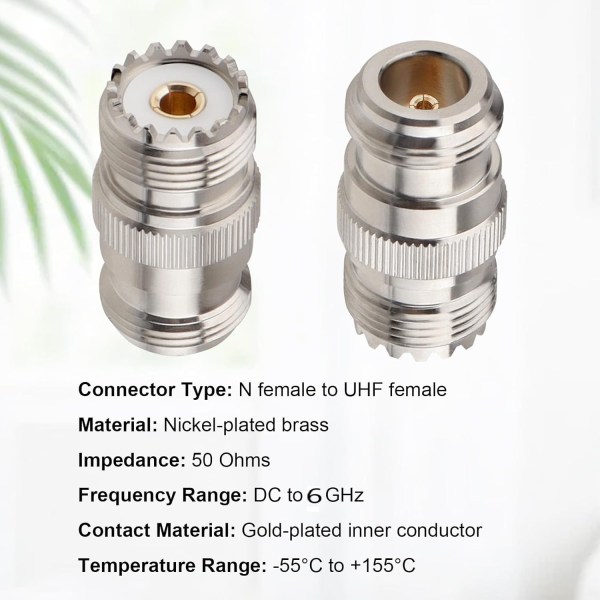 N Female To UHF Female Adapter N to UHF Female Type Coax Coupler - Pack of 2