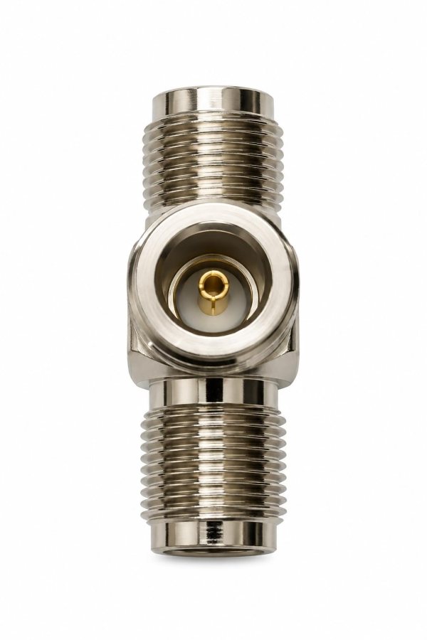 NETBOON N Type Dual Male to N Female T Type Adapter 3-Way 50 Ohm RF Coaxial Connector (4) N Female to Dual Female Adapter | 3-Way N Type Female Connector – Pack of 2