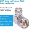 Right Angle UHF Male to UHF Female Adapter | PL-259 to SO-239 90° RF Connector | UHF Elbow Adapter Jointer - Pack of 2