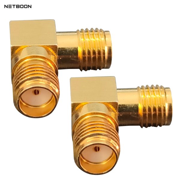 Version 1.0.0 SMA Female to SMA Female Right Angle RF Coaxial Cable Adapter | 90-Degree Connector | Pack of 2