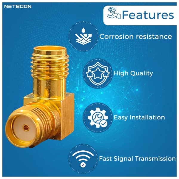 Version 1.0.0 SMA Female to SMA Female Right Angle RF Coaxial Cable Adapter | 90-Degree Connector | Pack of 2