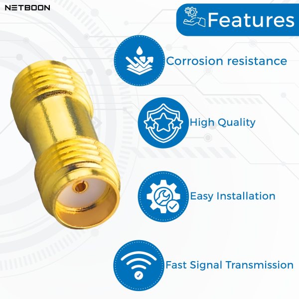 SMA Female to SMA Female Straight Coaxial RF Adapter | 50 Ohm, 6GHz – Pack of 2