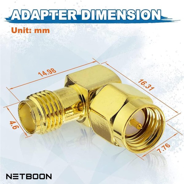 SMA Male to SMA Female Right Angle Coax Adapter | Signal Extension & Space-Saving Installation – Pack of 2