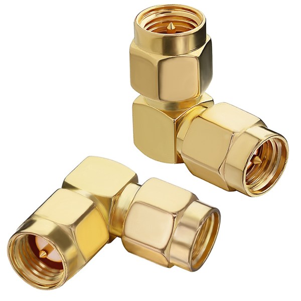 SMA Male to SMA Male Right Angle Coax Adapter | 90° RF Connector for Signal Extension – Pack of 2