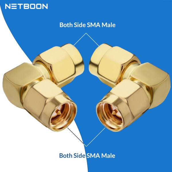 SMA Male to SMA Male Right Angle Coax Adapter | 90° RF Connector for Signal Extension – Pack of 2