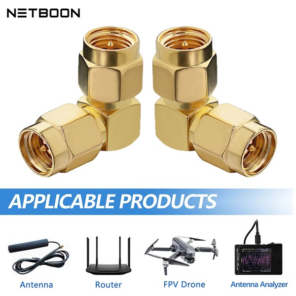 SMA Male to SMA Male Right Angle Coax Adapter | 90° RF Connector for Signal Extension – Pack of 2