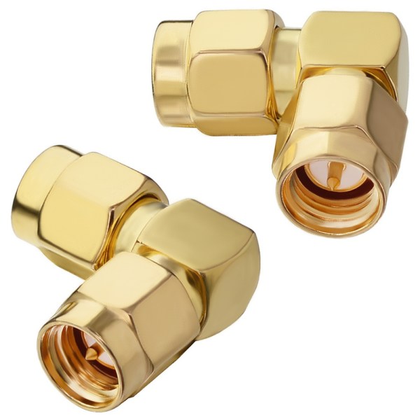 SMA Male to SMA Male Right Angle Coax Adapter | 90° RF Connector for Signal Extension – Pack of 2