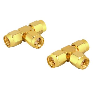 SMA Male to Dual SMA Male RF Adapter | SMA 3-Way Coaxial Splitter | SMA Triple Male Adapter – Pack of 2
